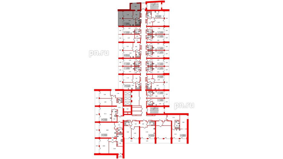 Апартаменты в ЖК Морская Ривьера, 2 комнатные, 57.1 м², 9 этаж