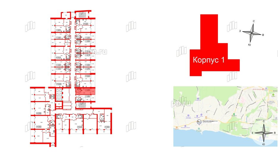 Апартаменты в ЖК Морская Ривьера, студия, 22.4 м², 9 этаж