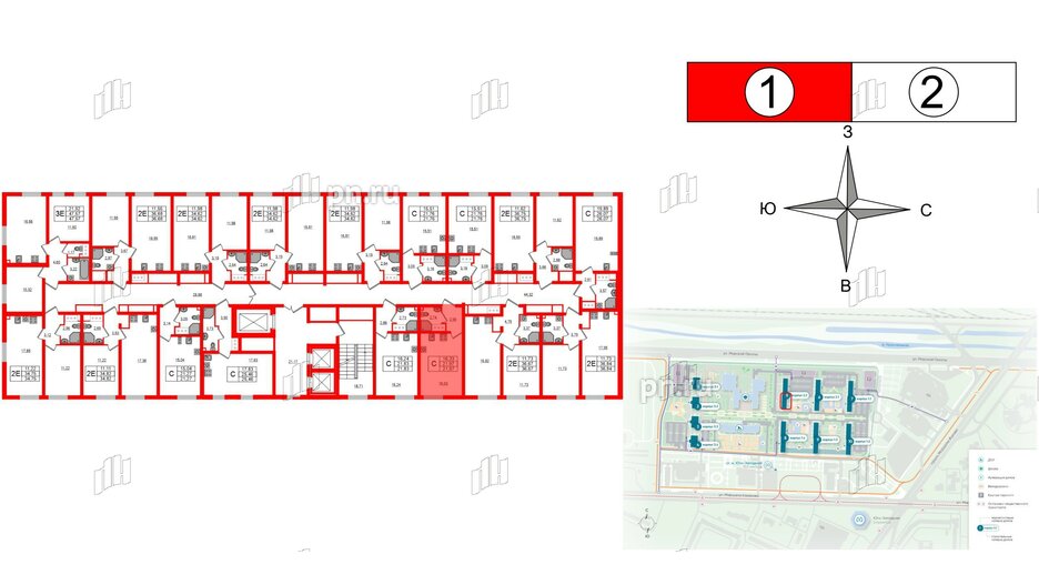 Квартира в ЖК 'Морская миля', студия, 21.97 м², 22 этаж