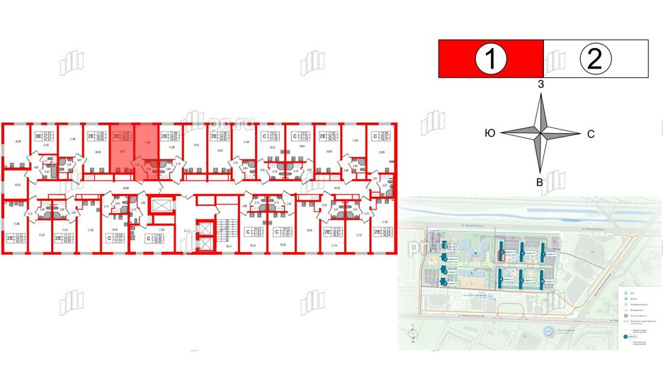 Квартира в ЖК 'Морская миля', 1 комнатная, 34.62 м², 18 этаж