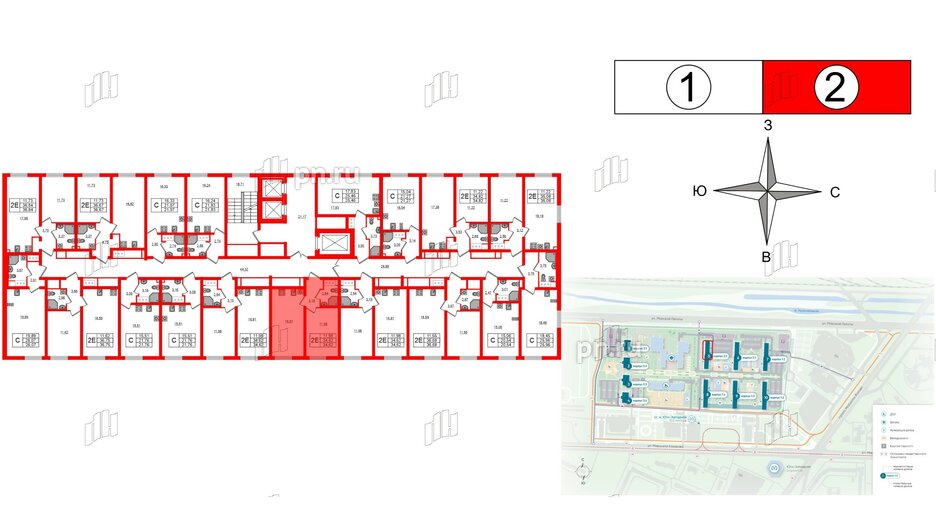 Квартира в ЖК 'Морская миля', 1 комнатная, 34.62 м², 9 этаж