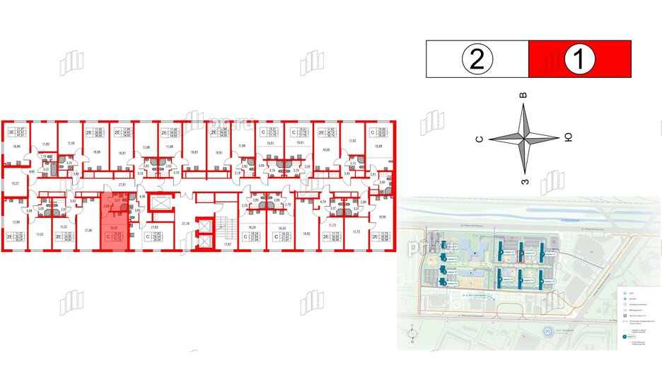 Квартира в ЖК 'Морская миля', студия, 21.24 м², 23 этаж