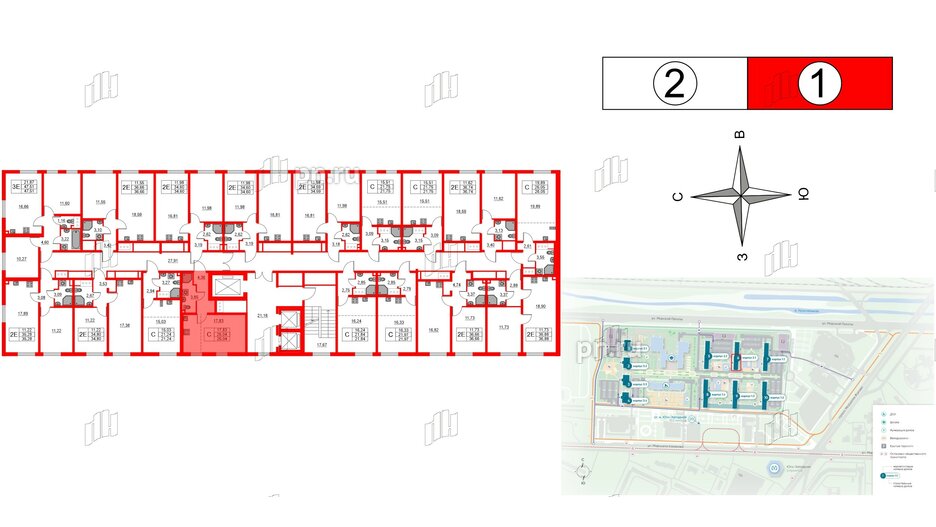 Квартира в ЖК 'Морская миля', студия, 26.04 м², 12 этаж