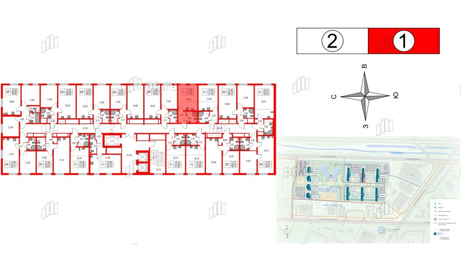 Квартира в ЖК 'Морская миля', студия, 21.43 м², 6 этаж