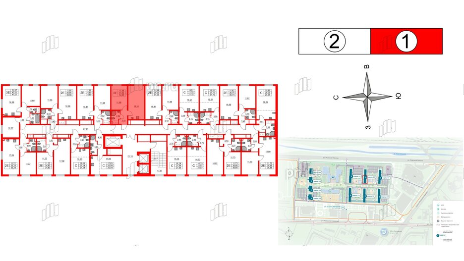 Квартира в ЖК 'Морская миля', 1 комнатная, 34.6 м², 8 этаж