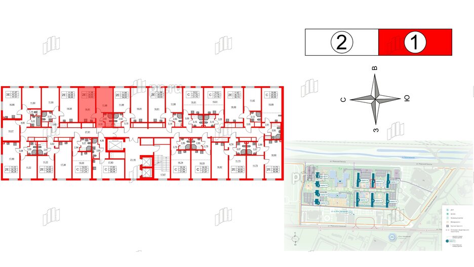 Квартира в ЖК 'Морская миля', 1 комнатная, 34.6 м², 15 этаж