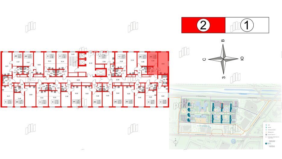 Квартира в ЖК 'Морская миля', 1 комнатная, 34.6 м², 5 этаж