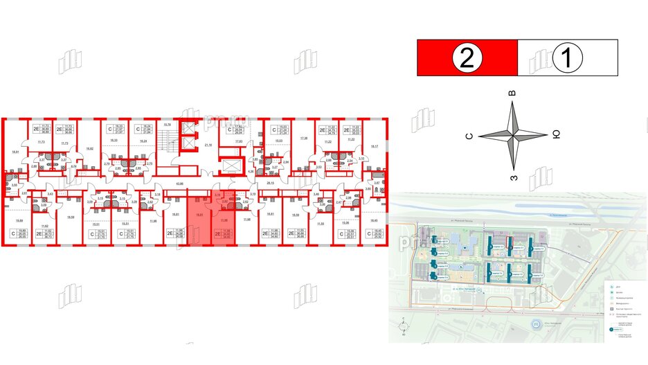 Квартира в ЖК 'Морская миля', 1 комнатная, 34.6 м², 7 этаж