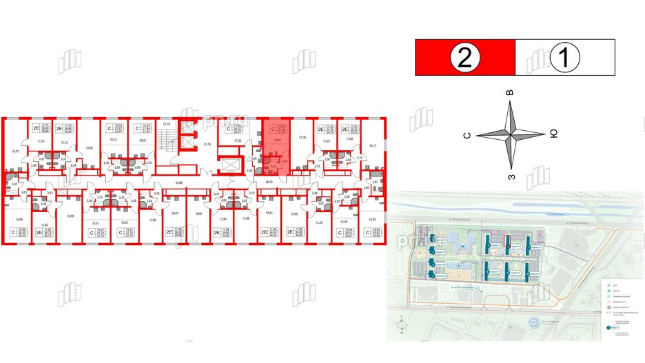 Квартира в ЖК 'Морская миля', студия, 21.24 м², 16 этаж