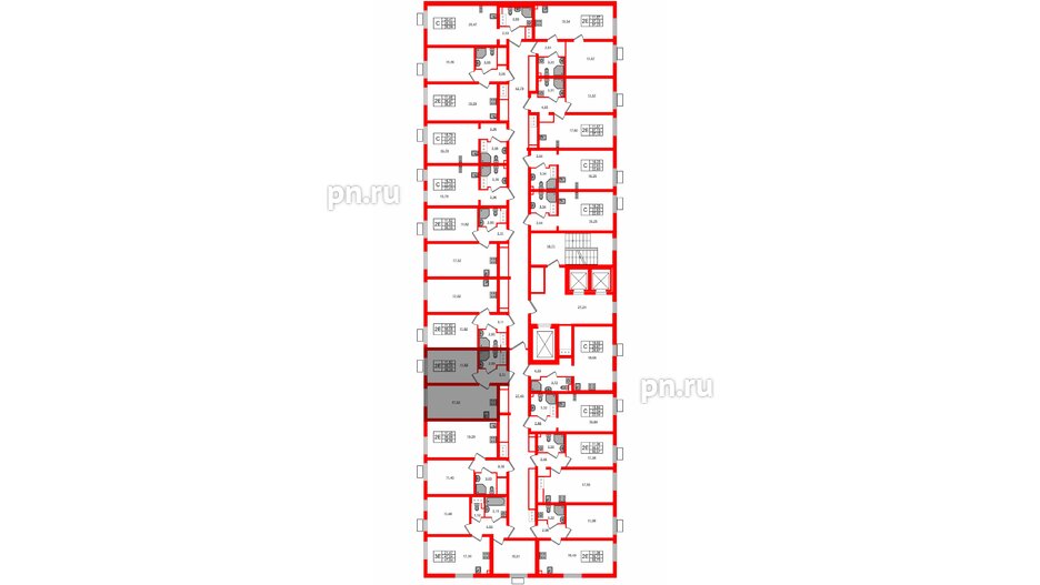 Квартира в ЖК 'Морская миля', 1 комнатная, 35.05 м², 6 этаж