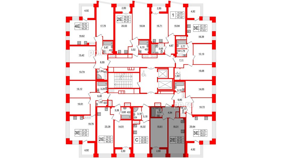 Квартира в ЖК Морская набережная.SeaView 2, 1 комнатная, 43.45 м², 12 этаж