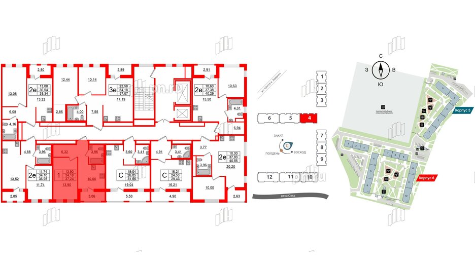 Квартира в ЖК ЦДС Мурино Space, 1 комнатная, 34.18 м², 15 этаж