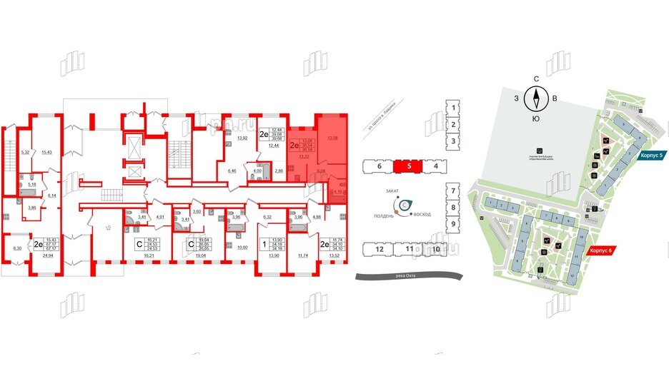 Квартира в ЖК ЦДС Мурино Space, 1 комнатная, 36.54 м², 1 этаж