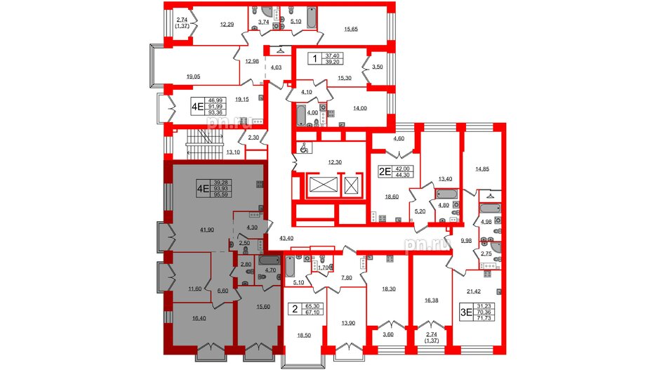 Квартира в ЖК Наука, 3 комнатная, 106.4 м², 13 этаж