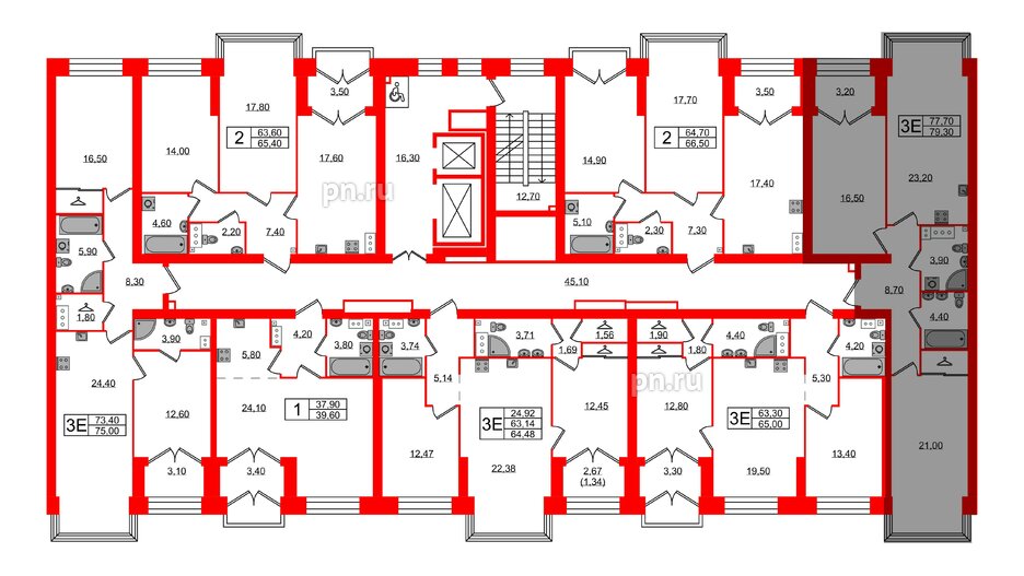 Квартира в ЖК Наука, 2 комнатная, 79.3 м², 11 этаж