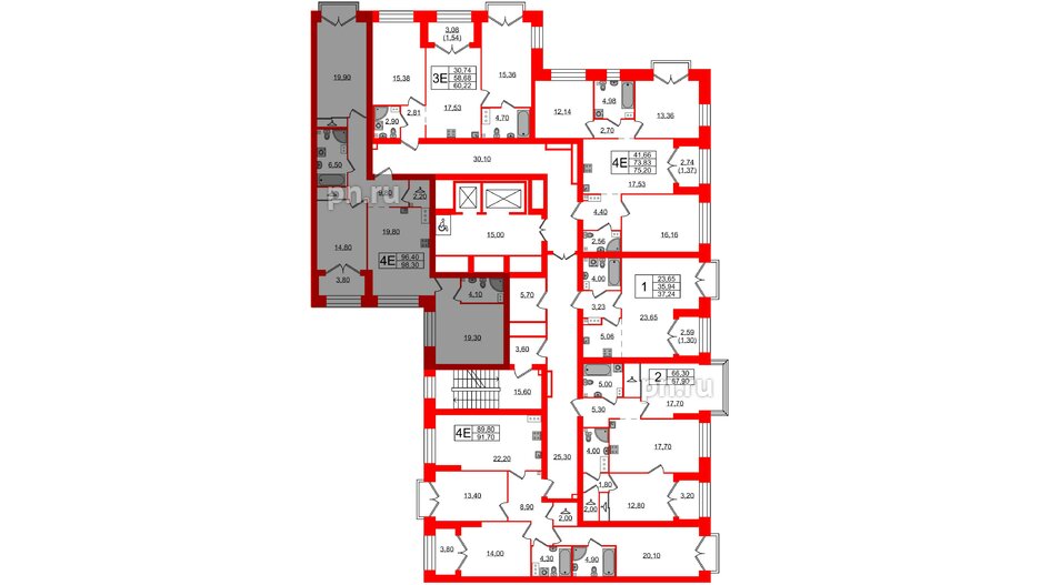 Квартира в ЖК Наука, 3 комнатная, 98.3 м², 11 этаж