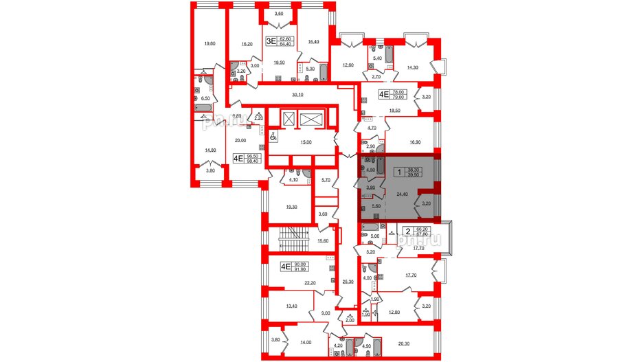 Квартира в ЖК Наука, 1 комнатная, 39.9 м², 12 этаж