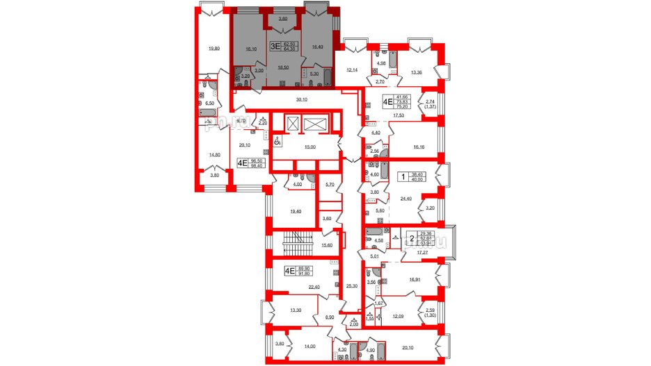 Квартира в ЖК Наука, 2 комнатная, 64.3 м², 13 этаж