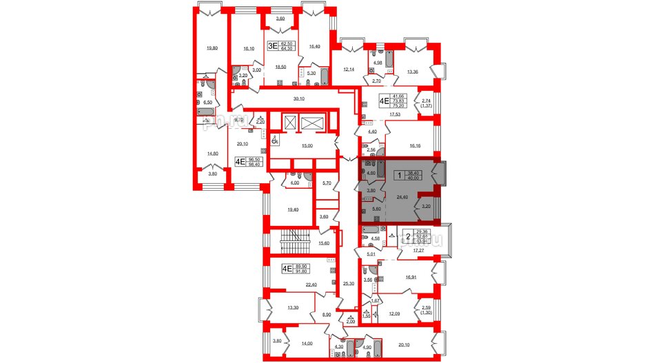 Квартира в ЖК Наука, 1 комнатная, 40 м², 13 этаж