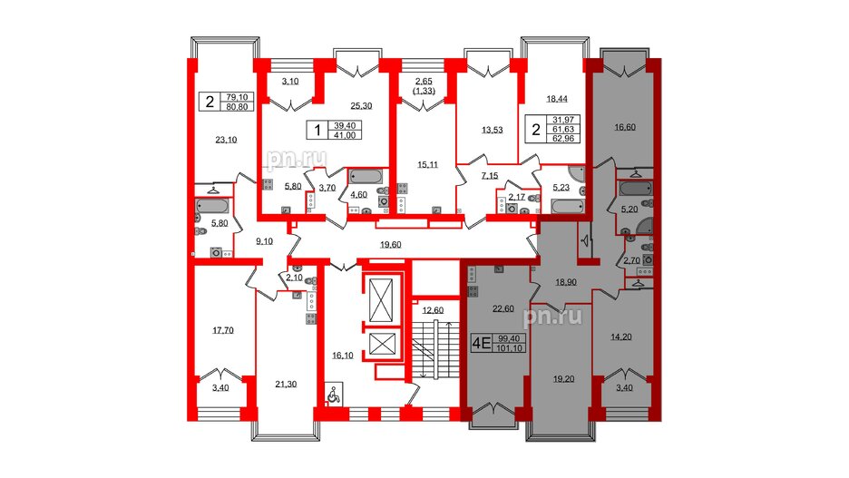 Квартира в ЖК Наука, 3 комнатная, 101.1 м², 13 этаж