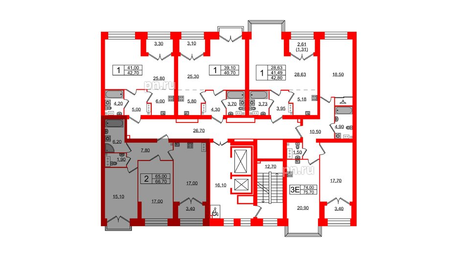 Квартира в ЖК Наука, 2 комнатная, 66.7 м², 10 этаж