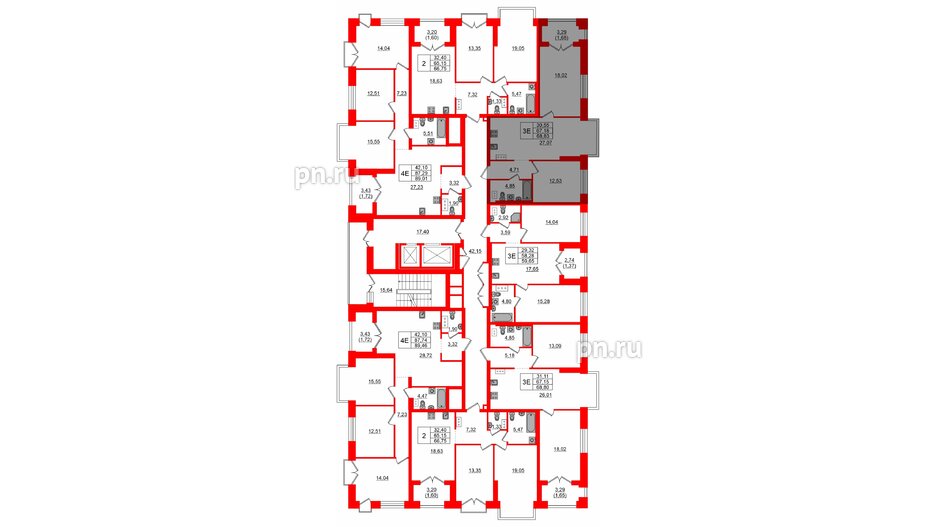 Квартира в ЖК Наука, 2 комнатная, 68.83 м², 8 этаж