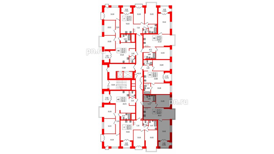 Квартира в ЖК Наука, 2 комнатная, 68.8 м², 8 этаж