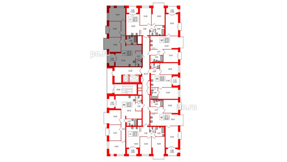 Квартира в ЖК Наука, 3 комнатная, 89.01 м², 7 этаж