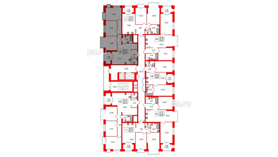 Квартира в ЖК Наука, 3 комнатная, 89.01 м², 8 этаж