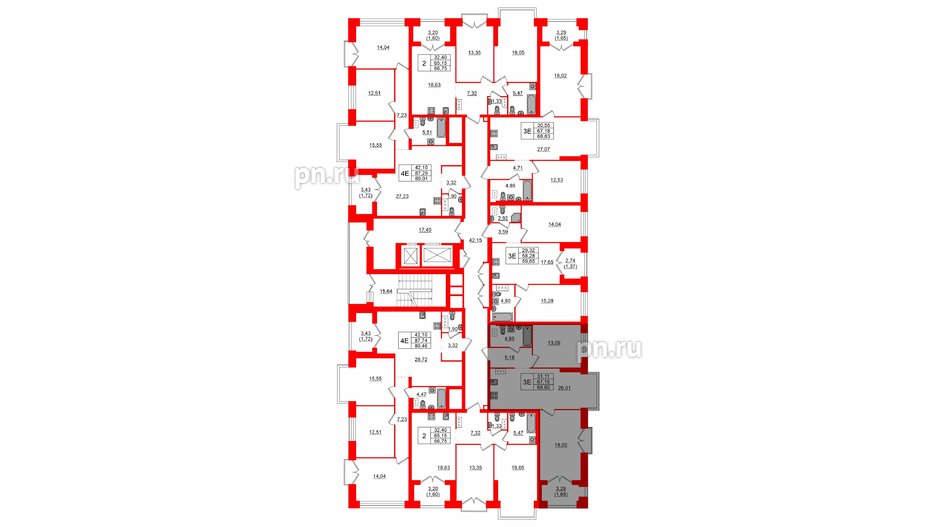 Квартира в ЖК Наука, 2 комнатная, 68.8 м², 10 этаж