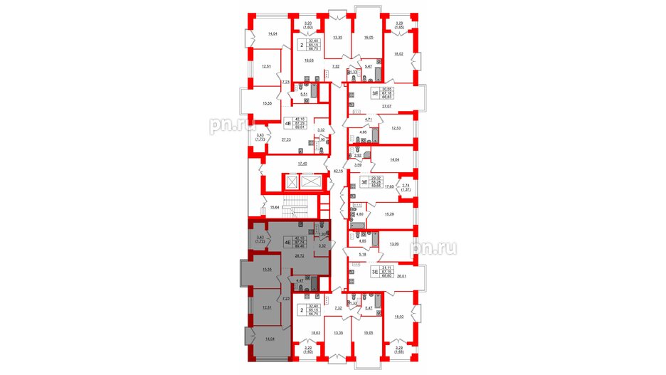 Квартира в ЖК Наука, 3 комнатная, 89.46 м², 10 этаж