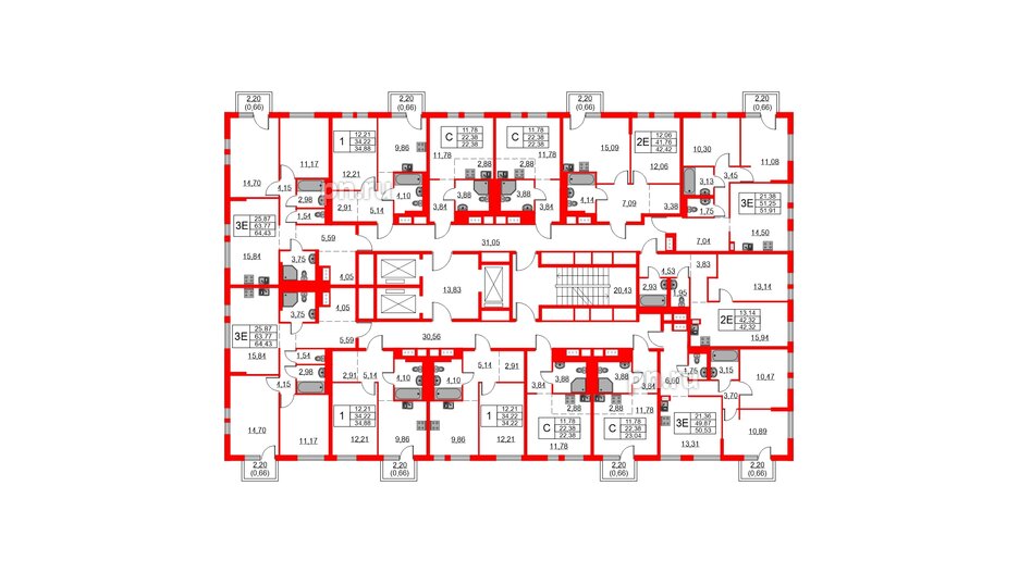 Квартира в ЖК Невская долина, 2 комнатная, 50.53 м², 2 этаж