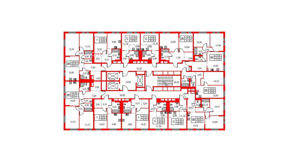 Квартира в ЖК Невская долина, 2 комнатная, 49.87 м², 18 этаж