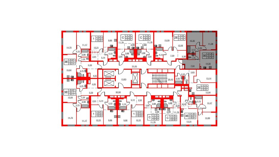 Квартира в ЖК Невская долина, 2 комнатная, 51.25 м², 16 этаж