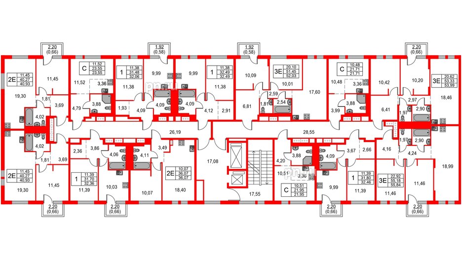 Квартира в ЖК Невская долина, 2 комнатная, 52.03 м², 15 этаж