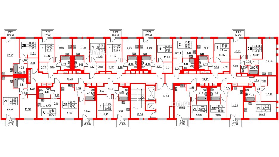 Квартира в ЖК Невская долина, 1 комнатная, 38.91 м², 2 этаж