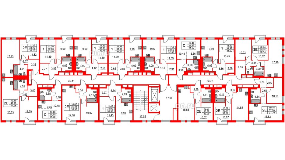 Квартира в ЖК Невская долина, 1 комнатная, 41.96 м², 12 этаж