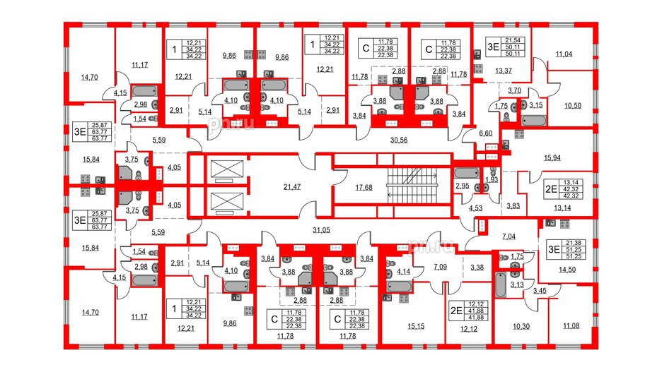 Квартира в ЖК Невская долина, 2 комнатная, 50.11 м², 15 этаж