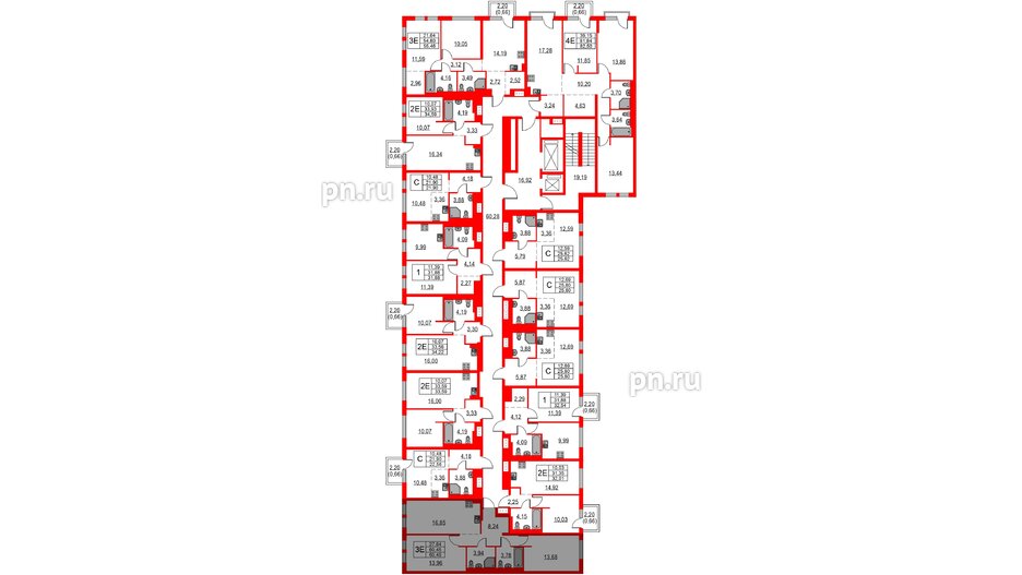 Квартира в ЖК Невская долина, 2 комнатная, 60.45 м², 12 этаж