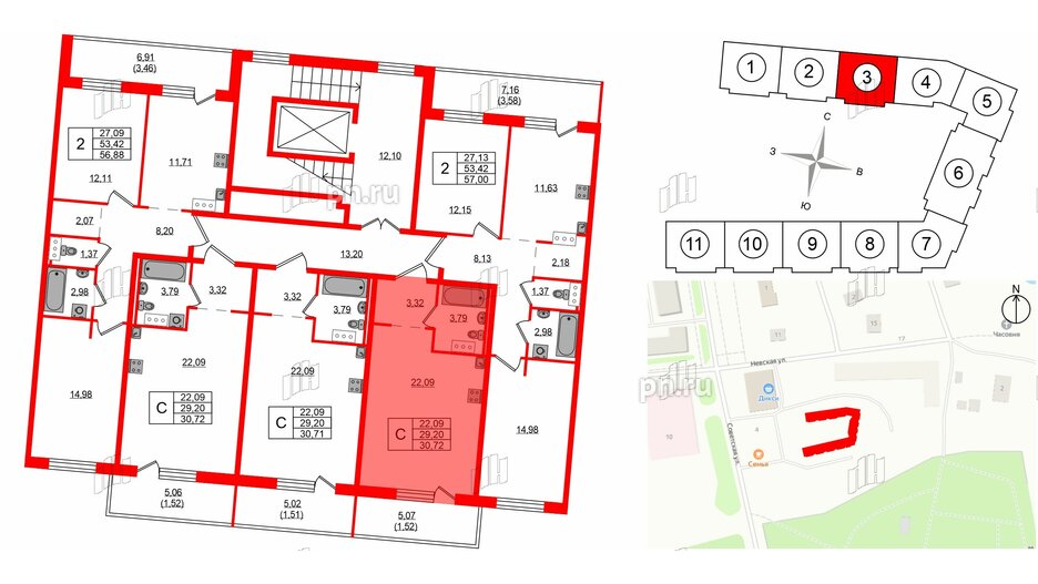 Квартира в ЖК Невский Берег, студия, 30.72 м², 4 этаж