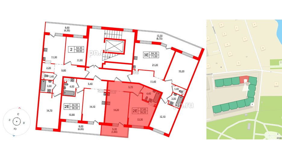 Квартира в ЖК Невский Берег, 1 комнатная, 37.6 м², 4 этаж