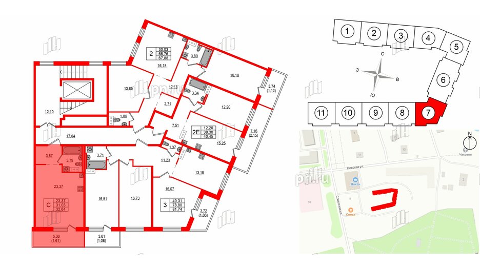 Квартира в ЖК Невский Берег, студия, 32.64 м², 4 этаж