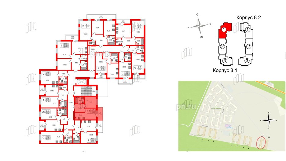 Квартира в ЖК Новая история, 1 комнатная, 33.42 м², 2 этаж