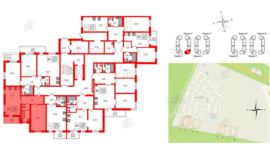 Квартира в ЖК Новая история, 1 комнатная, 49.47 м², 1 этаж