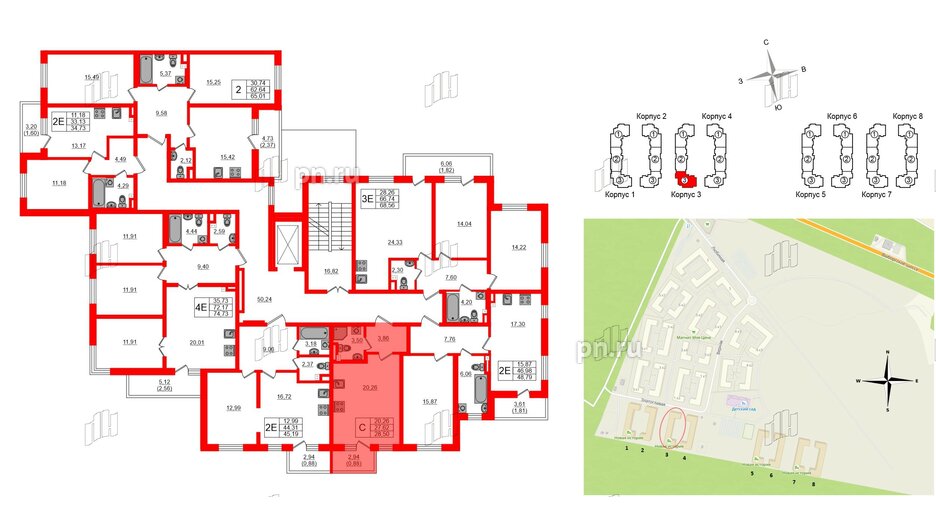 Квартира в ЖК Новая история, студия, 28.5 м², 2 этаж