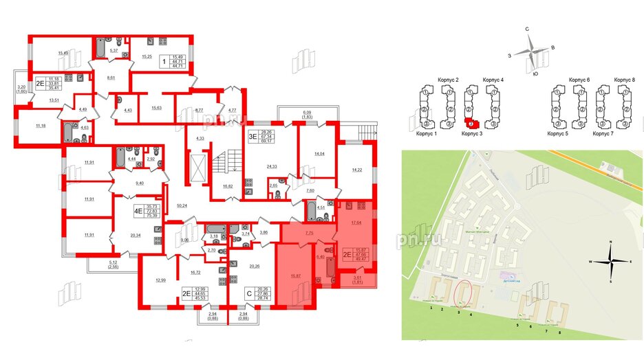 Квартира в ЖК Новая история, 1 комнатная, 49.47 м², 1 этаж