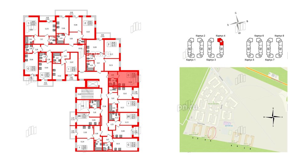 Квартира в ЖК Новая история, студия, 23.94 м², 3 этаж