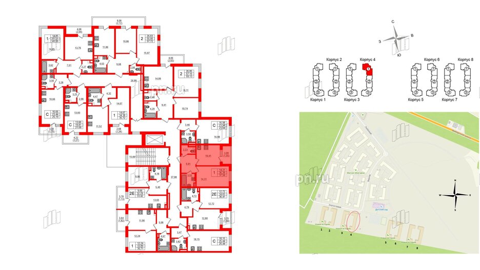 Квартира в ЖК Новая история, 1 комнатная, 37.94 м², 2 этаж