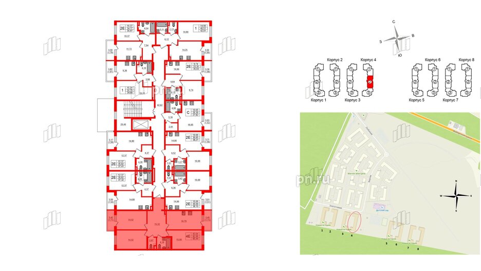 Квартира в ЖК Новая история, 3 комнатная, 85.44 м², 2 этаж