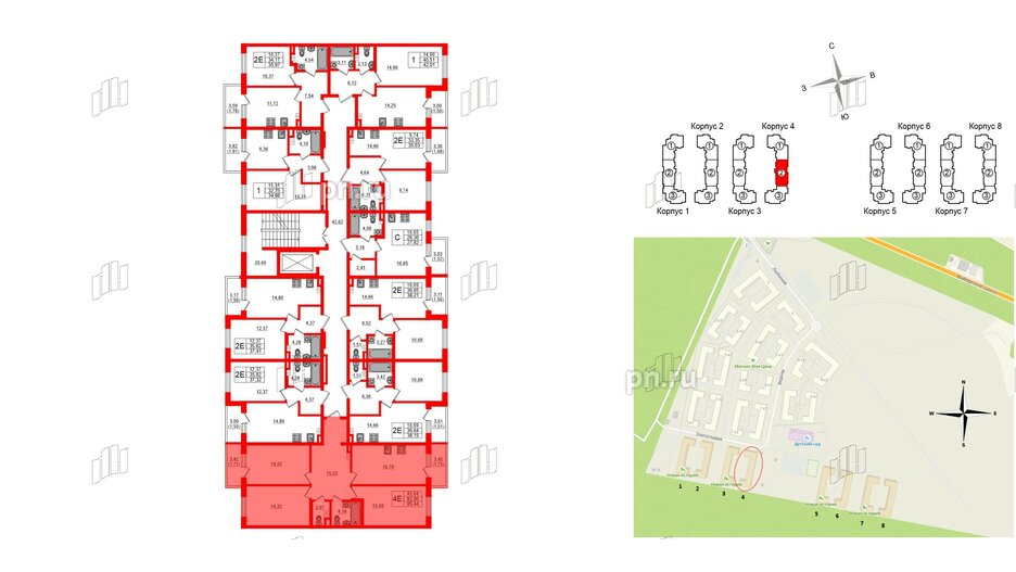 Квартира в ЖК Новая история, 3 комнатная, 85.44 м², 3 этаж